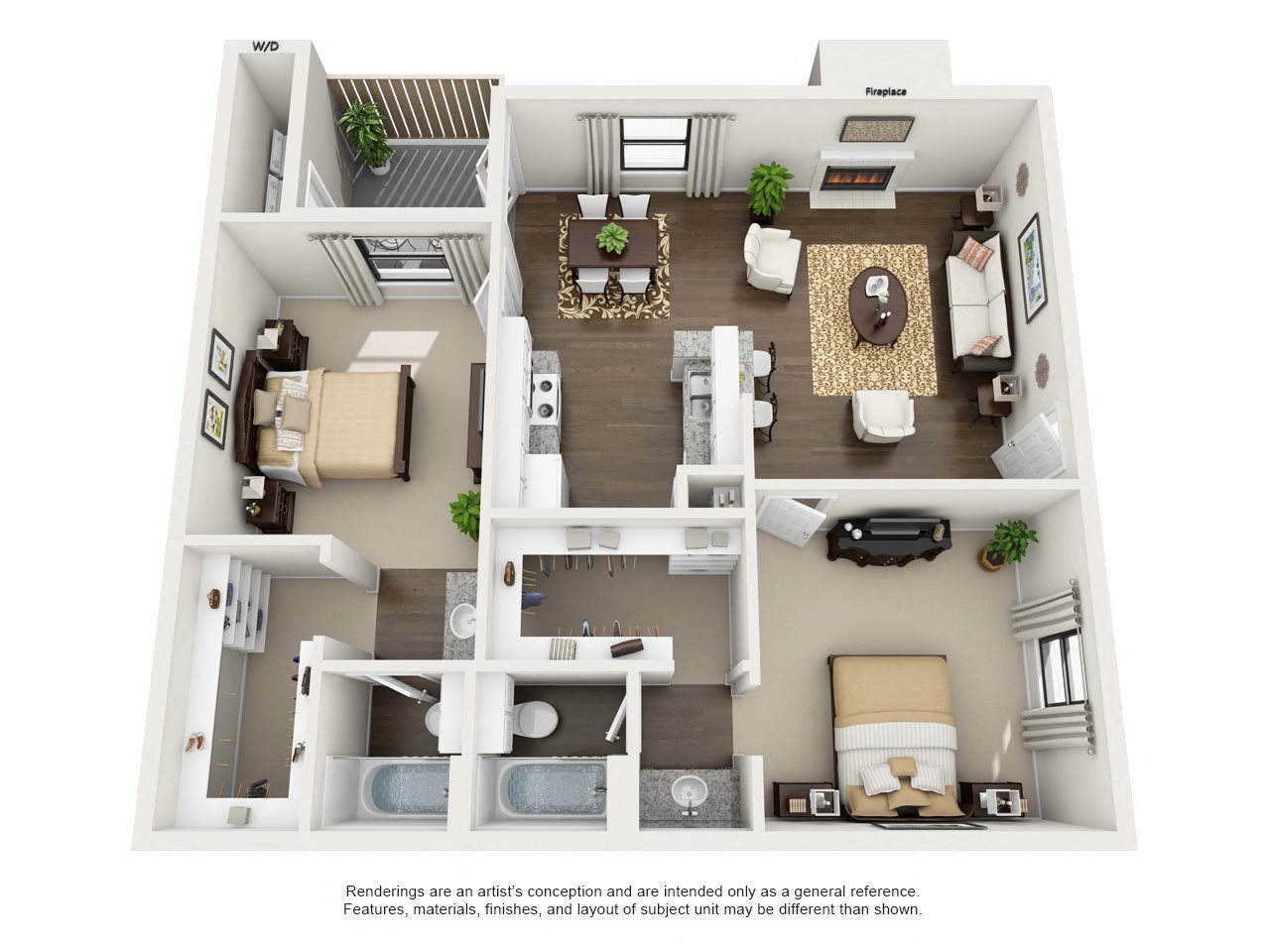 Two Bedroom One Bath Floor Plan 2